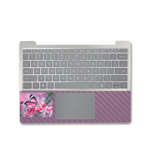 Image of MightySkins Carbon Fiber Skin Compatible with Microsoft Surface Laptop Go 3 (2023) Full Wrap Kit - Pink Monarch | Protective, Durable Textured Carbon Fiber Finish | Made in The USA