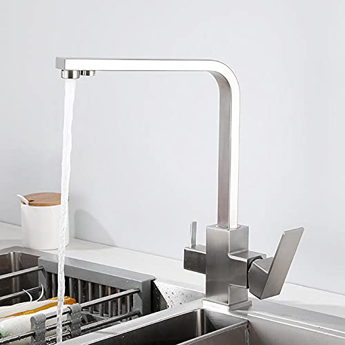 Grifo Cocina 3 Vias Osmosis Cepillado Grifo Acero Inoxidable Agua Recta Agua Pura Fria Y Caliente Multifunción Grifo De Cocina-B Grifo Cocina 3 Vias Osmosis Cepillado Grifo Acero Inoxidable Agua Recta Agua Pura Fria Y Caliente Multifunción Grifo De Cocina-B
