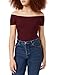 Produktbild Urban Classics Damen Ladies Off Shoulder Rib Tee Top, Rot (Redwine 02243), X-Large (Herstellergröße: XL)