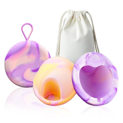 Juego de discos menstruales, 2 discos periodales de tamaño M+L y bolsillos de almacenamiento, disco menstrual de silicona a prueba de fugas, disco menstrual reutilizable para mujeres
