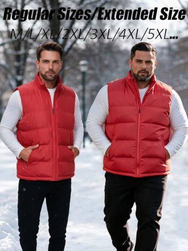 Image of TUVEKE Men's Puffer Vest Sherpa Lined Outdoor Zipper Fleece Vest Warm Sleeveless Men Winter Jackets Water-Resistant M-5XL