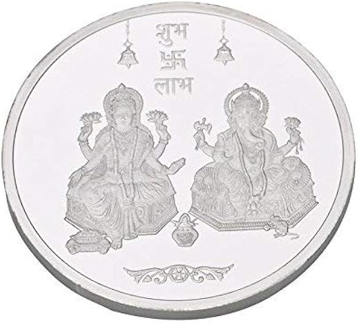 Kundan 999 Silver Lakshmi Ganesh Precious Coin