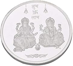 Kundan 999 Silver Lakshmi Ganesh Precious Coin