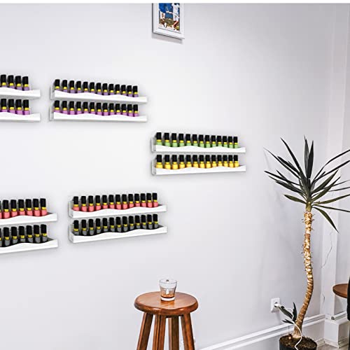 YMVV 15" Nail Polish Rack Wall Mounted Shelf,6 Pack White Acrylic Nail Polish Organizer Nail Supplies for Nail Techs,Great Display for Salons Retailers