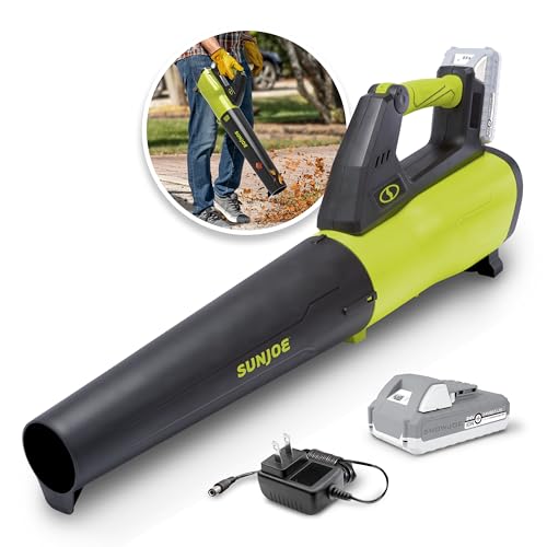 Sun Joe 24V-JB-LTE 24-Volt IONMAX Cordless Turbine Jet Blower Kit, 350 CFM Max, W/ 2.0-Ah Battery + Charger