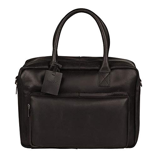 Bolsa de ordenador portátil 14" Burkely en cuero negro con compartimento acolchado