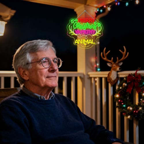 Image of Merry Christmas LED Neon Sign Christmas Deer Light for Grinch Decoration