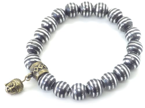Bracelet hématite naturelle et Bouddha en laiton artisanat français