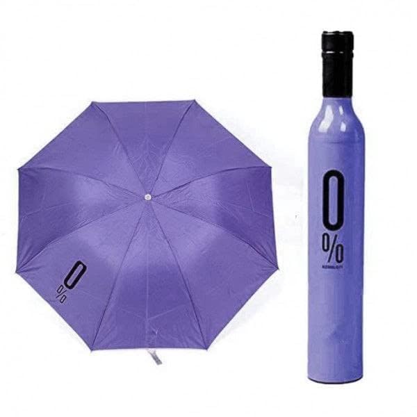 Abort 0% Manual lift Folding Portable Umbrella with Bottle Cover for UV Protection & Rain Wine Bottle Shape Mini Compact Foldable Umbrella (Multi Colour, Pack of 1)