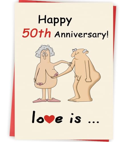 Abeletree Funny 50th Wedding Anniversary Card for Men Women, Funny 50 Years Anniversary Decorations Gifts for Couple Husband Wife