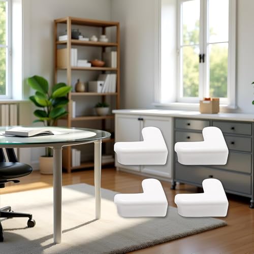 4-Pack White Corner and Edge Protectors - Self-Adhesive Bumpers for Furniture, Desks and Tables, Shock-Absorbing Guards for Home and Office Use - Image 5