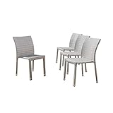 Christopher Knight Home Dover Outdoor Wicker Armless Stacking Chairs with Aluminum Frame, 4-Pcs Set,...