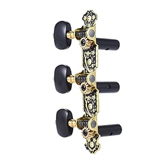 HUIOP 2 Pcs (L&R) Guitare Classique Tuning Peg Or et Noir Mécanique Guitare Acoustique Mécanique 1 : 14 Tuning Keys Boutons String Tuners (AOS-020HV3P),Cheville d39,accordeurs de Cordes – Image 2