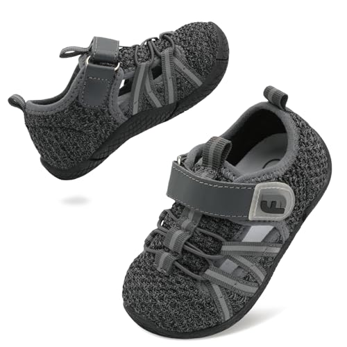 JOINFREE Toddler Sandals Boys Girls Breathable Closed Toe Water Beach Sandals Kids Wide Barefoot Summer Water Shoes Baby Walking Sneakers