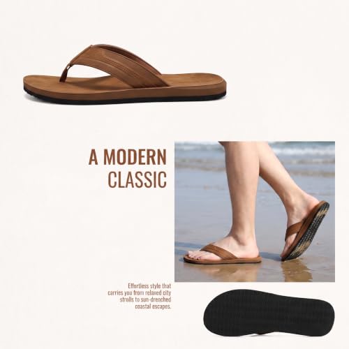 Image of AX BOXING Mens Flip Flops Leather Thong Sandals Casual Comfort Slides Slippers