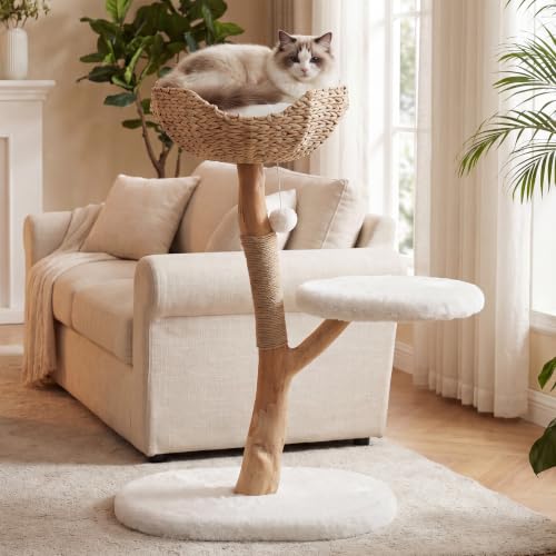 Árbol para gatos de madera maciza, 35" estilo Boho miniatura 7