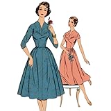 Quantité de tissu : Remarque : cette longueur ne permet pas de rétrécir le matériau. Manches de 1,9 cm sans sieste ou vers le haut ou vers le bas, 91,4 cm. Matériau : 1,4 m. Manches courtes sans la sieste ou vers le haut ou vers le bas, 91,4 cm. Matériau : 3,5 m. Longueur de la robe terminée du dos du cou à l'ourlet : 114 cm Largeur du bord inférieur de la jupe, taille 91,4 cm, environ 3,7 m. Ourlet de 5 cm autorisé. Tournements de 1,27 cm autorisés sur toutes les coutures.