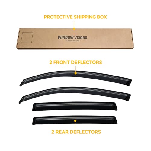 Image of Rain Guards for 2014-2018 Subaru Forester, Out-Channel Window Visor Shields Vent Deflector Shade Wind Dark Smoke 2015 2016 2017, Tape-On Outside-Mount, 4PCS