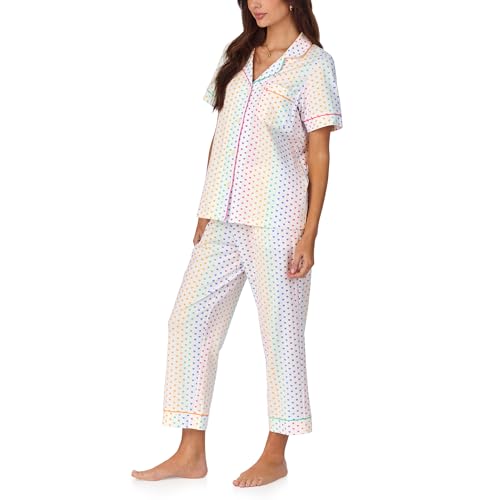 Image of Bed Head PJs Womens Matching Pajamas - Soft Organic Cotton Button Down PJ Shirt & Cropped Pants Set - Loungewear & Sleepwear