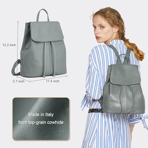 Image of BOYATU Women's Full-Grain Leather Backpack Purse, Minimal Structured Design, Work Commuter & City Travel, Compact Everyday Essentials