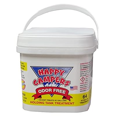 Happy Campers 64 RV Holding Tank Treatments, Odor Eliminator, Septic Safe, Liquifies Waste Solids, for RV Black and Grey Tanks, Controls Odor in Extreme Temperatures