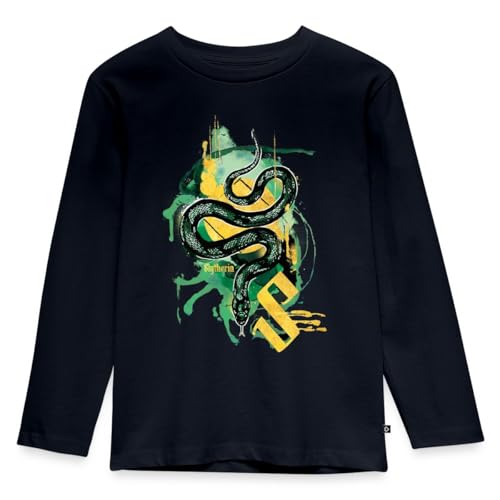 Spreadshirt Harry Potter Haus Slytherin Schlange Kinder Premium Langarmshirt, 122/128 (6 Jahre), Navy