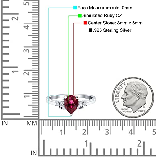 OMRANII Teardrop Pear Shape Wedding Engagement Ring Marquise Cut Simulated Cubic Zirconia 925 Sterling Silver4