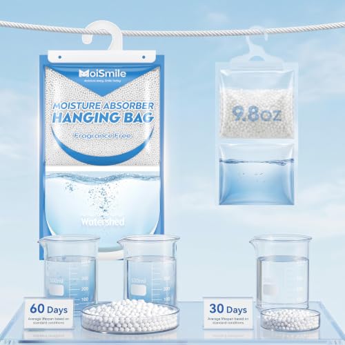 Image of Hanging Moisture Absorbers 3 Pack Net Wt. 17.5oz /Pack, Fragrance Free Closet Dehumidifier Bags, Odor Eliminator & Humidity Absorber, Humidity Packs for Bathroom, Bedroom, Basement, Car, RV & Boat
