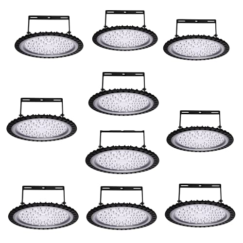 200W UFO LED High Bay Light, 20000 LM Shop Warehouse LED Lights, 6000K Factory Industrial Lighting IP54 - High Bay LED Lights- Commercial Bay Lighting for Garage Factory Workshop (200W-10PCS)