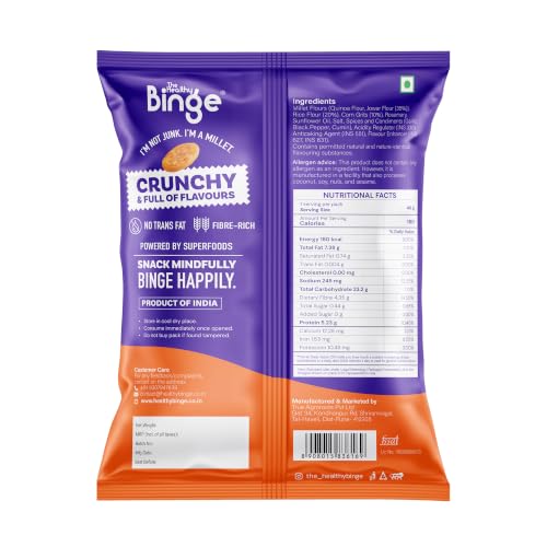 Image of The Healthy Binge Quinoa Baked Chips Smokey BBQ (Pack of 6), 13g Protein - Healthy Snacks | Baked Snacks | No Palm Oil | Protien Rich | Healthy Snacks for Kids and Adults 240g
