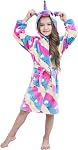 Unisex Kid's Flannel Unicorn Bathrobes Hoodie Unicorns Gifts for Girls