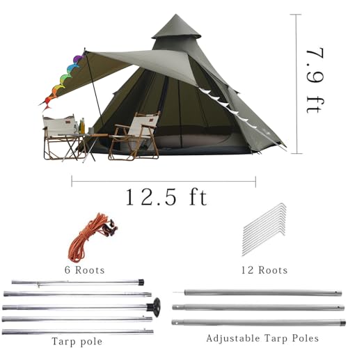 Image of 12'x10'x8'Dome Camping Tent 5-6 Person 4 Season Double Layers Waterproof Anti-UV Windproof Tents Family Outdoor Camping Tent