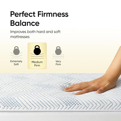 Image of Frido Cooling Mattress Topper Queen Bed Size 78X60X2 Inch | Reversible Cool-Tec & Knitted Fabric Cover with Soft & Supportive | Mattress Topper for Back Pain & Neck Pain | 10x Sleep Comfort
