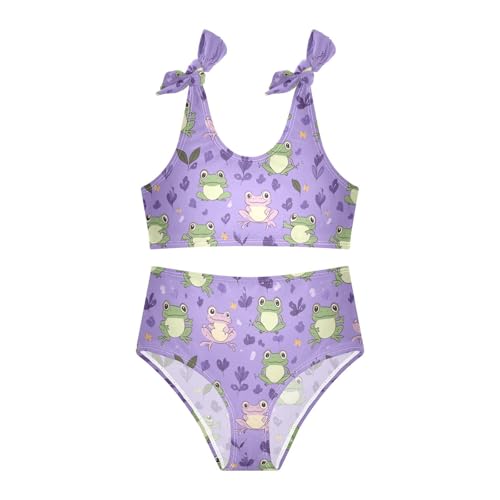Wusikd Happy Frogs Girls Swimsuits Two Piece Purple Swimwear Bikini Set for for Girls Size 3T3