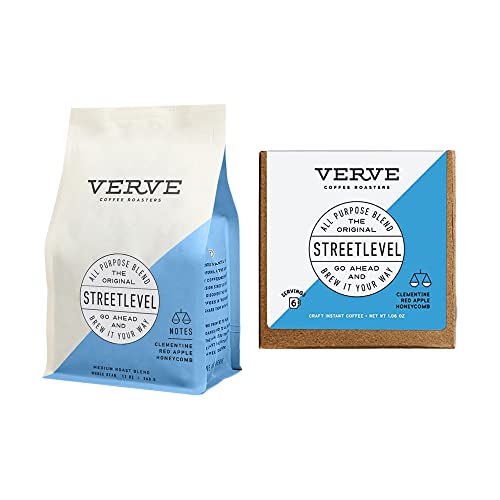 Verve Coffee Roasters Whole Bean & Instant Coffee Bundle Streetlevel Blend | Medium Roast, Brewed or Espresso, Hot or Cold | Direct Trade, Resealable Pouch Verve Coffee Roasters Whole Bean & Instant Coffee Bundle Streetlevel Blend | Medium Roast, Brewed or Espresso, Hot or Cold | Direct Trade, Resealable Pouch