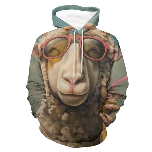 Hoodie manches longues Mouton et Lunettes S pullover mixte idéal pour les sorties en ville