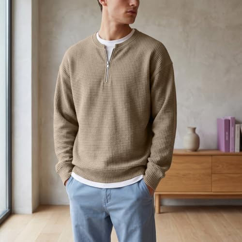 Mens Layered Look Shirt Quarter Zip Casual Fall Long Sleeve Layered Shirt - image 2