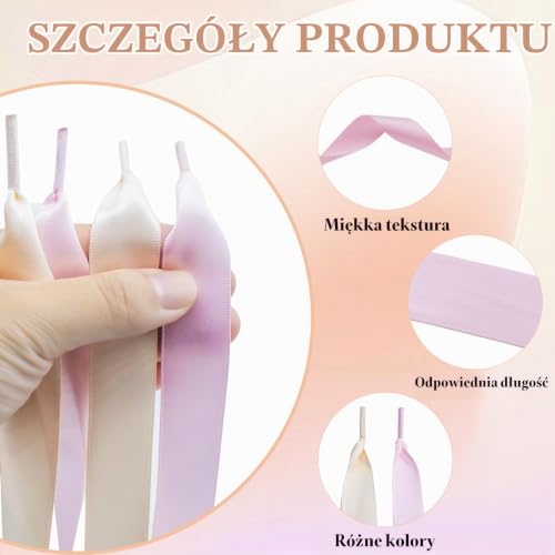 DYMHQ 2 pary satynowych sznurowadeł, płaskie sznurówki satynowe, miękkie jedwabne sznurowadła, szerokie sznurówki z satyny, płaskie sznurowadła do butów sportowych, beż różowy, Satinband Schnürsenkel