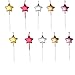 GKanMore 10 Count Metallic Cake Candles Multi-Color Star Cake Candle Topper with Holder for Wedding Party Birthday Cake Decoration (Star Shape)
