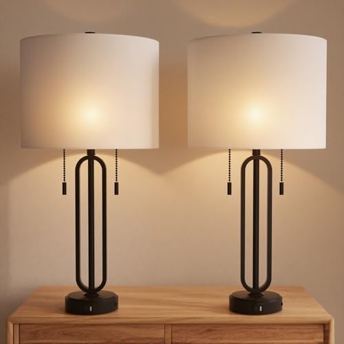 HIGHTRY 26.5" Industrial Table Lamps Set of 2 for Living