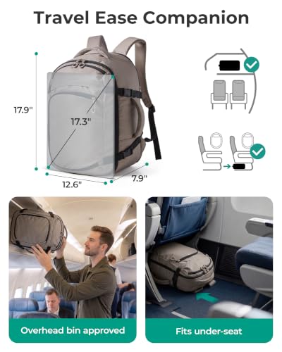 BAGSAMRT-35L-Travel-Backpack-for-Men-Women-17-In-Carry-on-Backpack-Beige