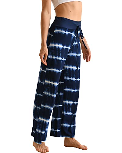 Image of NEWCOSPLAY Women's Comfy Pajama Pants Casual Drawstring Palazzo Lounge Wide Leg Pants