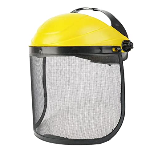 DYNWAVE Forestry Helmet, Protective Helmet Mesh Heavy Duty Mesh, with Visor for Mower Forestry Logging, Yellow Caps