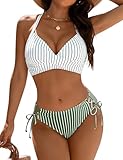 Blooming Jelly Womens Two Piece Swimsuit 2026 Cheeky Cute Sexy Bathing Suit Beach Fashion Vacation Outfits (L, Green Stripe)
