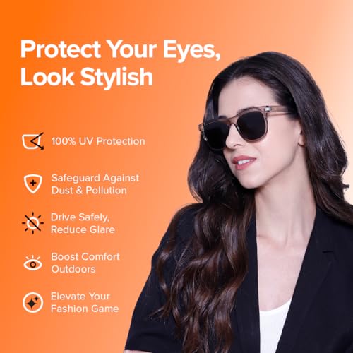 Image of Intellilens | Branded and Stylish Sunglasses | 100% UV Protected | Light Weight, Durable, Premium Looks | Women | Blue Lenses | Wayfarer | Medium