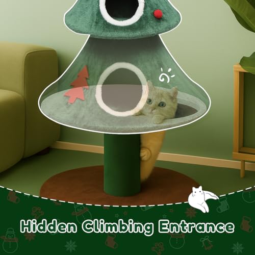 Torre para Gatos en Forma de Árbol de Navidad con 2 Casas Acogedoras miniatura 2