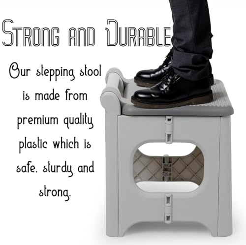 Image of SEVIA Mini Folding Stool with Carrying Handle Collapsible Heavy Duty Plastic Portable Stool for Kids & Adults Lightweight Outdoor Chair for Home, Kitchen, Bathroom, Garden & Outdoor
