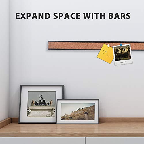 Corksidol Bulletin Bar Strip, Cork Board, 15" X 1", Classroom, Office, Cubicle, Aluminum Frame (Black) #TOP5