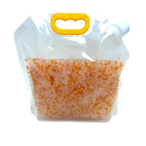 DeseCamen - 1 KG - Gel de sílice naranja y blanco - Indicador de saturación (3-5 mm) - Absorbedor de humedad - Reutilizable - Libre de DMF - No tóxico - Bolitas desecantes - Deshumidificador