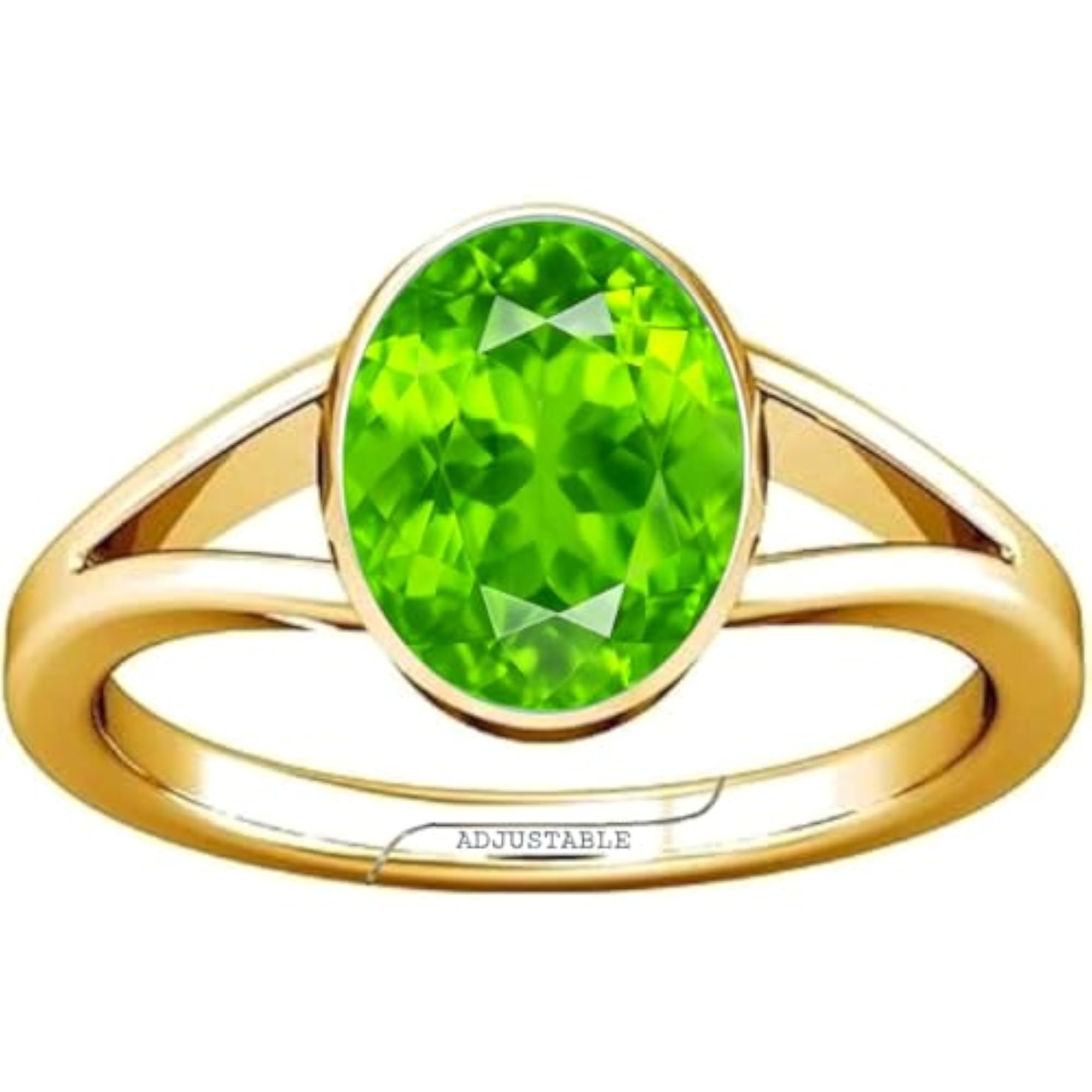 Women's Natural Peridot Mercury Budh Stone Adjustable Ring